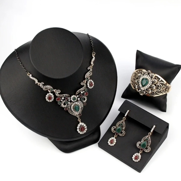 Turkish Vintage Look Jewelry Set for Women,NEW,Antique,Wedding Set, HandmadeGift - Picture 9 of 12